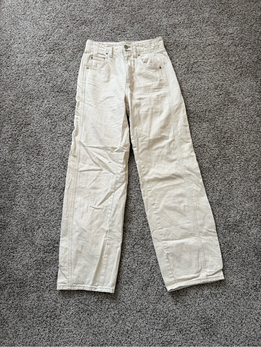 We The Free Off-White High-Rise Straight Jeans